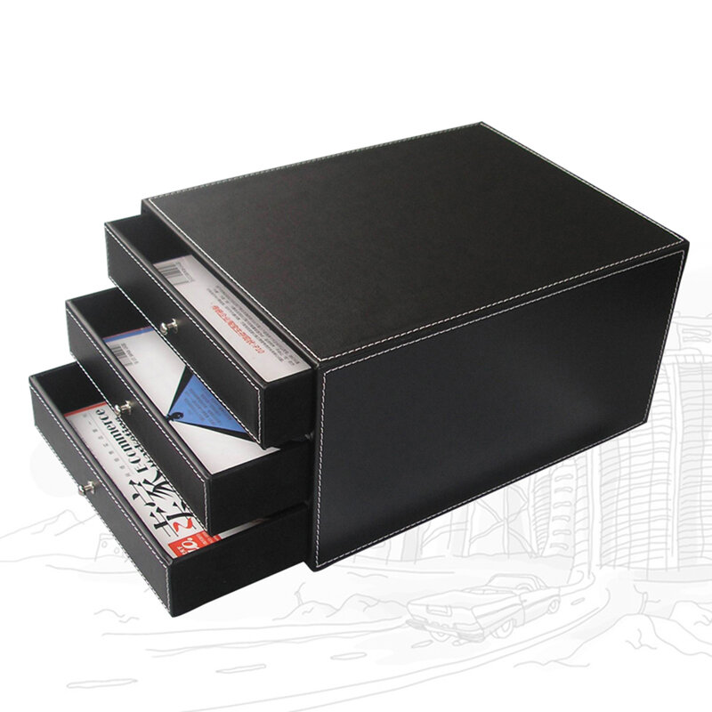 3 cassetti portadocumenti in pelle PU armadio scrivania Organizer A4 portariviste in carta portadocumenti cassetto portadocumenti