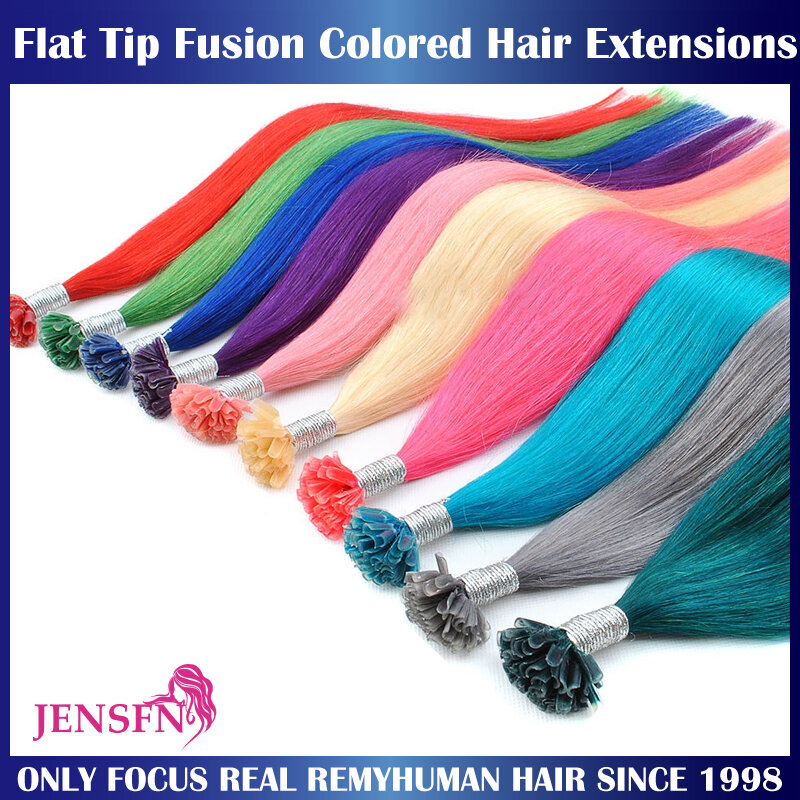 Color Straight Fusion Nail U Tip Human Hair Extensions Keratin  0.5g/Strand 20" Inch For Salon  For Women A Variety of Color