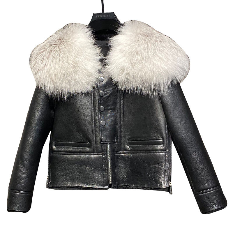 Abrigo corto de piel de oveja Natural para mujer, chaqueta de piel auténtica, elegante, ropa de invierno
