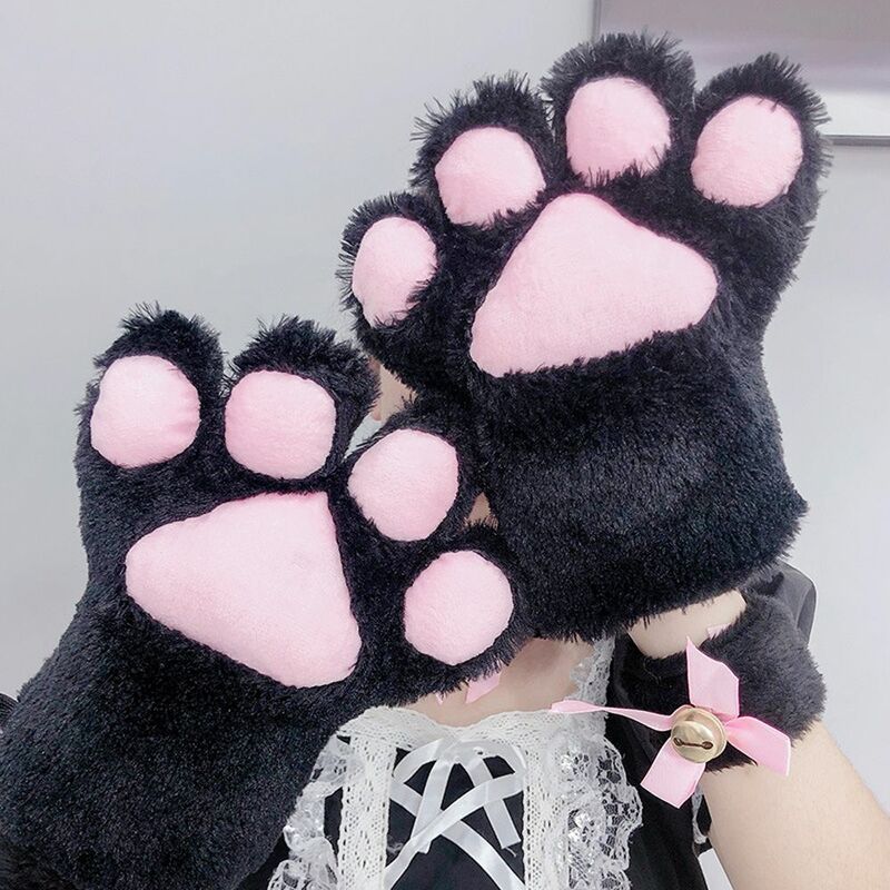 1 Pcs New Plush Cat Claw Gloves Cute Anime Cosplay Show Accessories Women Bear Paw Fluffy Mittens High Quality