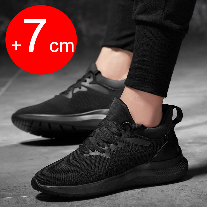 Elevador Invisible Inner Altura crescente sapatos para homens, tênis de elevação de malha respirável, tênis de verão, 7cm, 2024