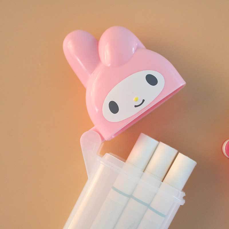 Hello Kitty kotak penyimpanan Tusuk gigi, Tube lucu Anime Kt kucing portabel Makeup perjalanan kapas wadah benang dengan cermin