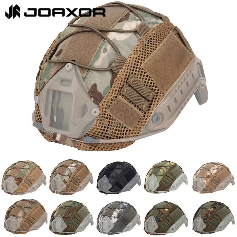 JOAXOR penutup helm kamuflase taktis cepat, kain untuk berburu, peralatan menembak nilon 500D tanpa helm
