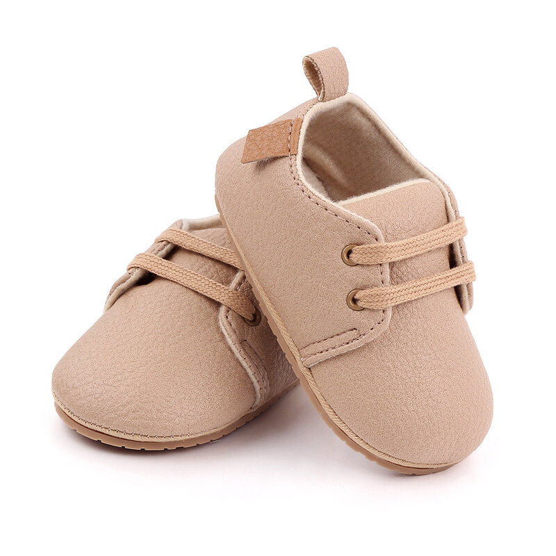 Chaussures coordonnantes en cuir PU pour nouveau-né garçon et fille, baskets mignonnes à semelle en caoutchouc, à la mode