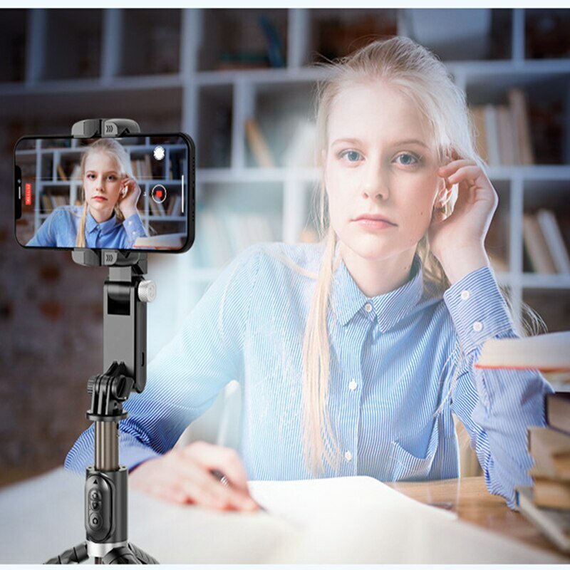 Estabilizador de cardán con rotación de 360 grados, palo de Selfie, trípode para iPhone, teléfono inteligente, fotografía en vivo