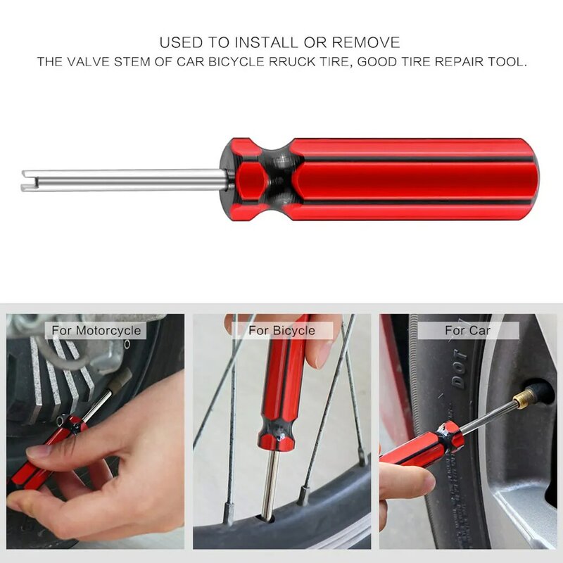Válvula Reparação Núcleo Remover Kit, 4-Way Pneu Kit, Double End Wrench, bicicleta Profissional, Acessórios Da Motocicleta