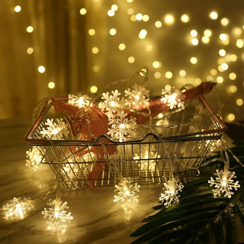 Lampu Senar Kepingan Salju Natal LED, Lampu Hias Salju dengan 8 Mode, Lampu Natal Dioperasikan Baterai untuk Pesta Natal Indoo
