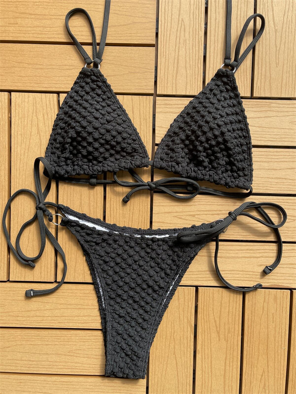 Modne strój kąpielowy Bikini kobiet letnie seksowne wysokie cięcie strój kąpielowy garnitury w jednolitym kolorze Bikini zestaw kostiumów plażowych
