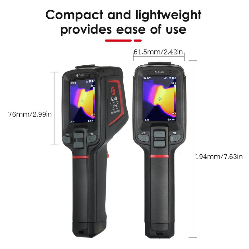 Guida T120 termocamera portatile termocamera industriale portatile-4 vie ~ 752 pollici con strumento di misurazione della temperatura del Display da 2.4 pollici