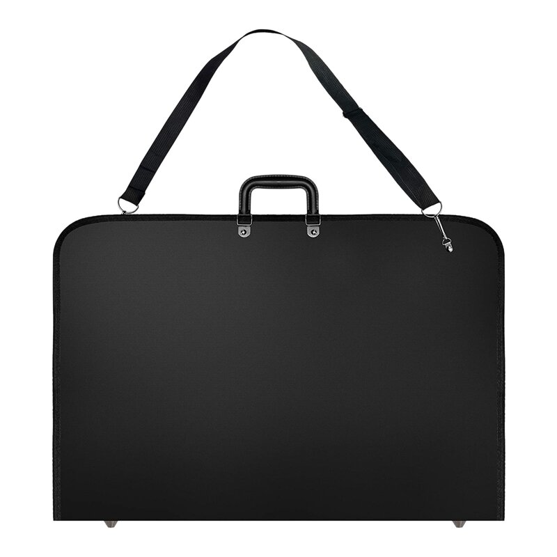 حقيبة ظهر سوداء على شكل محفظة فنية للفنانين حقيبة يد مع حزام كتف (19X14.7X1.5 بوصة)