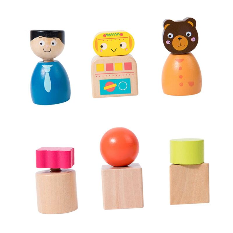6x drewniane zabawki nakrętki i śruby dla dzieci luźne części drewniane zabawki prezenty świąteczne