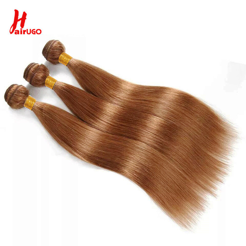 30 # Straight Hair Weave Remy Brown 1/2/3 Hetero Cabelo Humano Pacotes HairUGo Extensões De Cabelo Humano Tecelagem De Cabelo Preço De Atacado