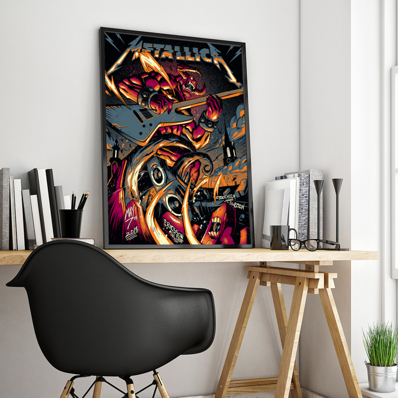 M-METALLICA 클래식 밴드 클래식 영화 포스터, 빈티지 룸 바 카페 장식 스티커, 벽 그림