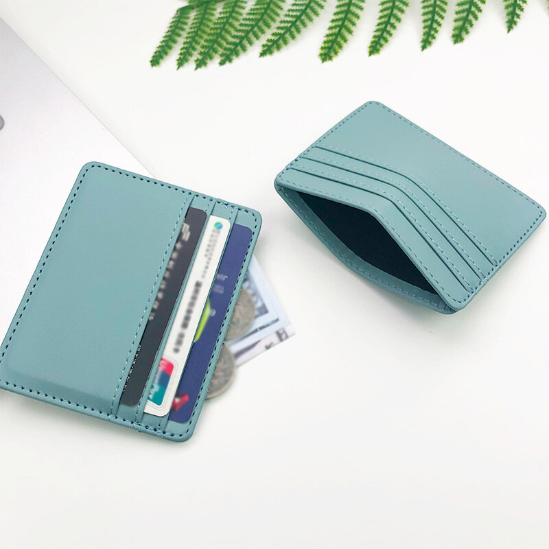 Portefeuille minimaliste en cuir PU pour hommes et femmes, porte-cartes de crédit, porte-monnaie ultra fin, mini porte-monnaie, poudres