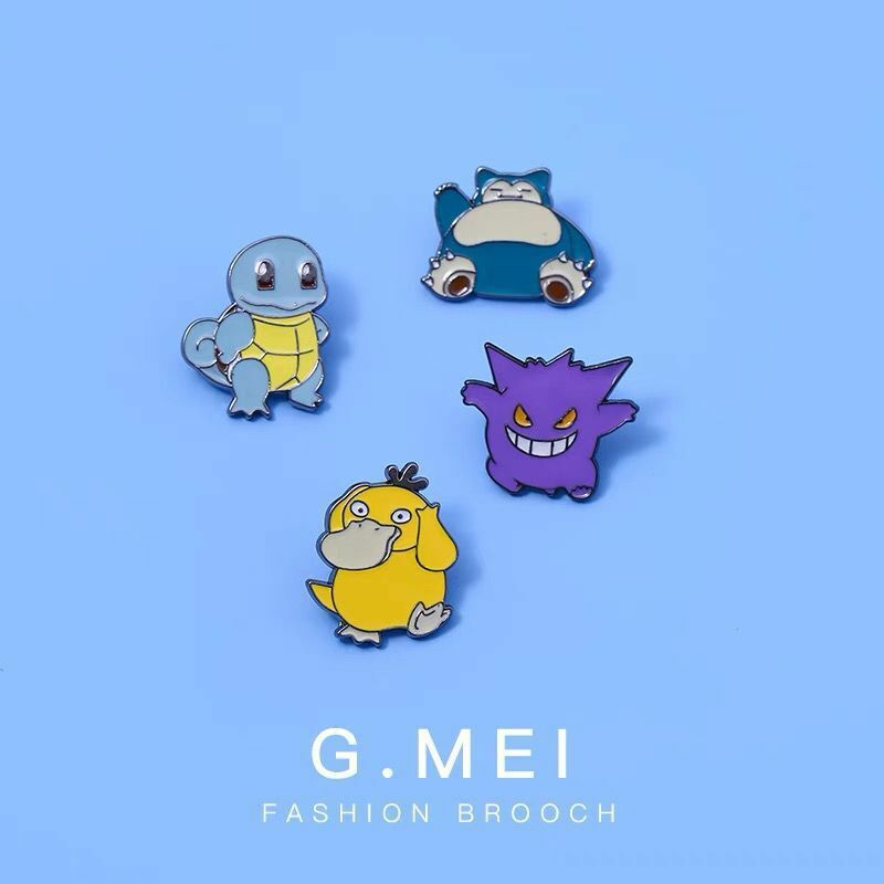 Pokemon Kawaii Anime Figures Poké Ball Metal Brooch Badge Toys Cartoon Pikachu Gengar Model Bag Decor Accessories Pin Kids Gifts