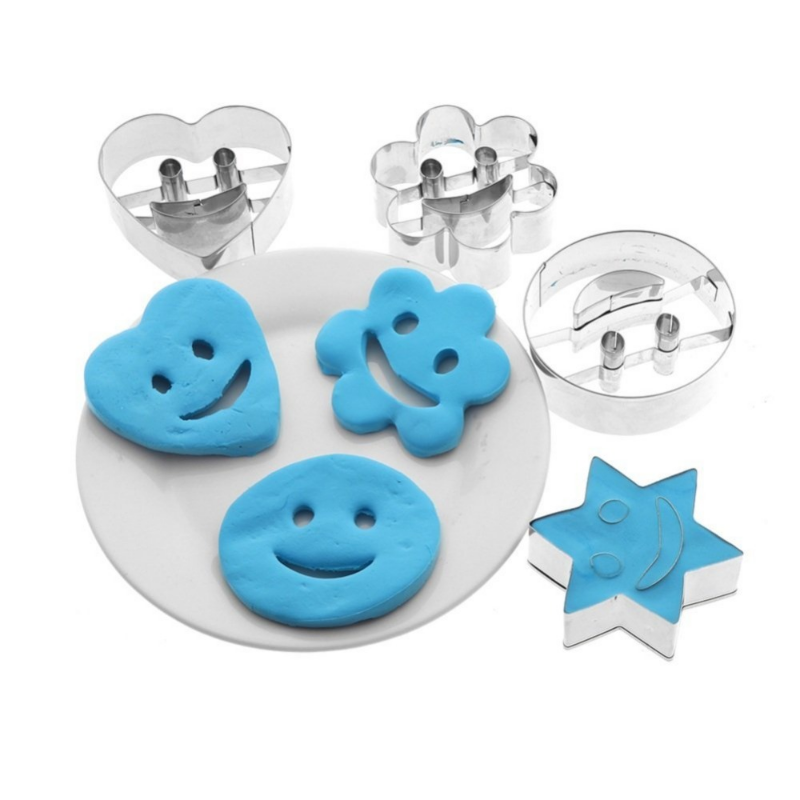 4Pcs Set Baking Mold Stainless Steel Smile Face Biscuit Cookie Cutter Cake Decorating Molds Cookware Kitchen Accessories