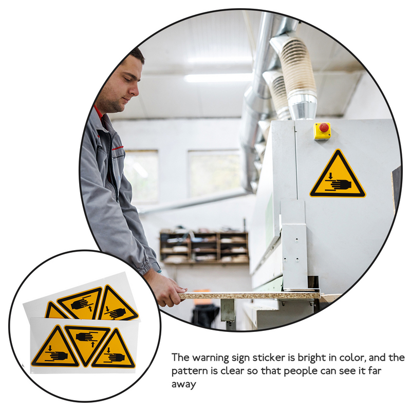 6 Stuks Logo Stickers Handclip Veiligheidswaarschuwingslabels Werken Zelfklevend Vinyl Handen Knijpen Stickers