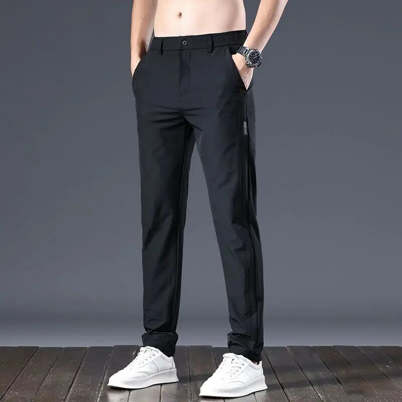 Брюки Y2K мужские в стиле ретро, Элегантные Простые однотонные штаны из полиэстера, на молнии, с пуговицами и складками, лето 2024