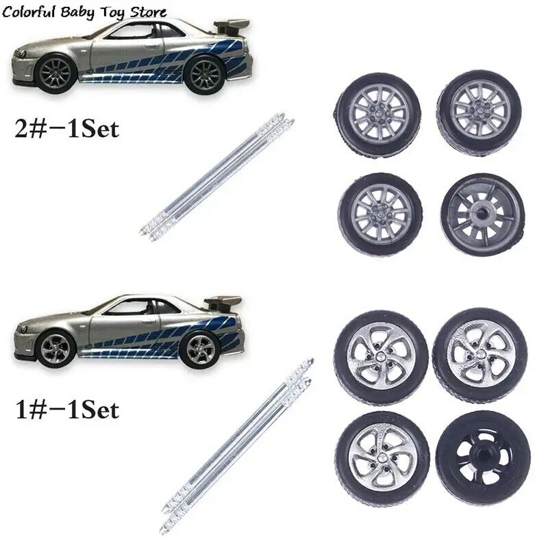 1 комплект 1:64 Автомобильные колеса для Hotwheels резиновая шина с моделью осей колеса модифицированные детали автомобиля игрушки для гоночных автомобилей