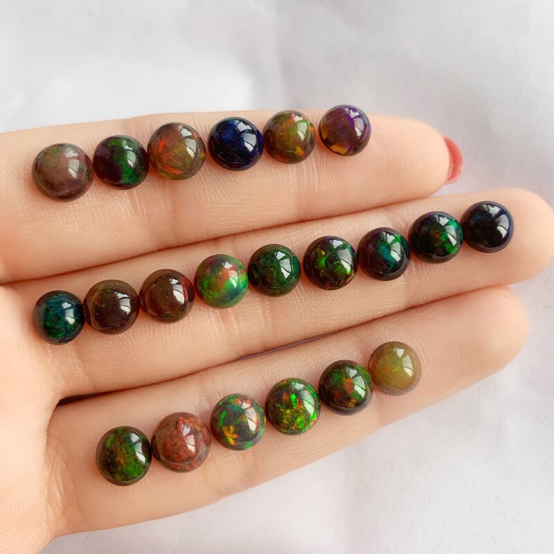 Natural black opal bare stone ring face color gorgeous circle can be customized ring earrings etc certificate can be issued