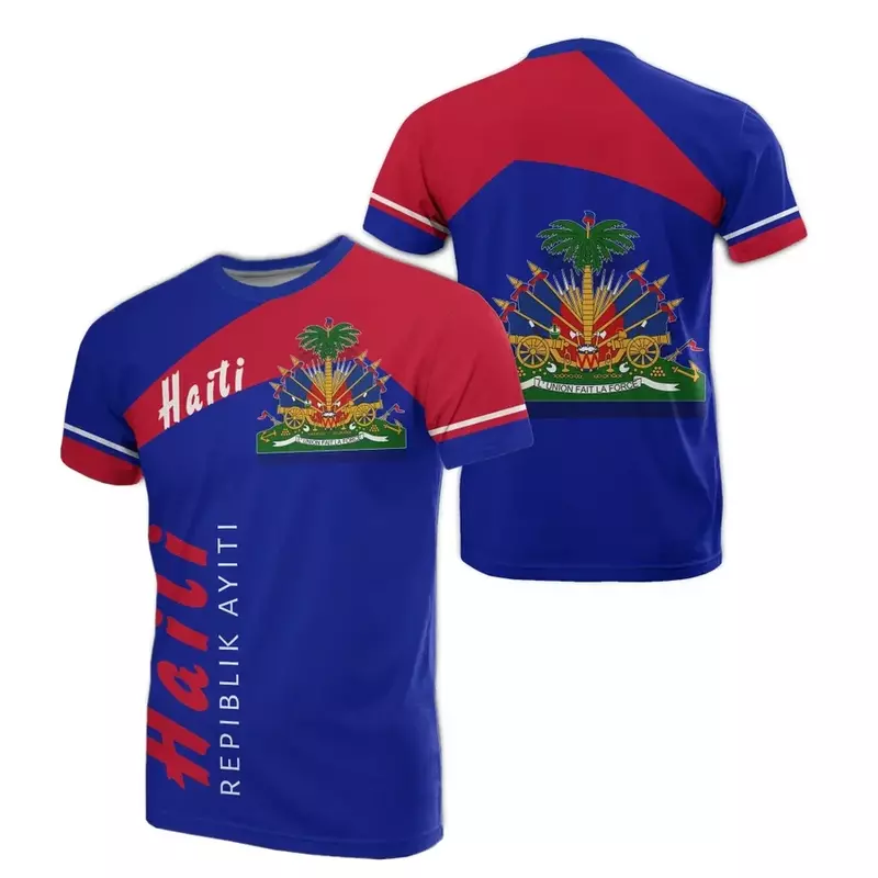 Men's T-shirt 3D Print Country Emblem Flag Caribbean Sea Haiti Island Streetwear Men/Women Casual Oversized Short Sleeve T Shirt