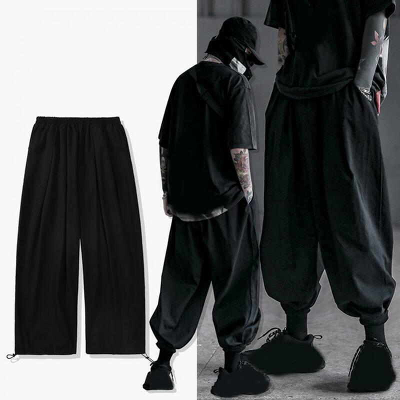 Mallas con cordón para hombre, pantalones bombachos de estilo japonés con entrepierna profunda, cintura elástica, suaves y transpirables, estilo Hip Hop
