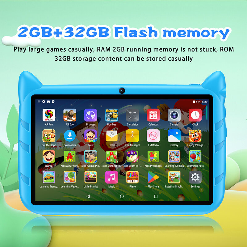 2023 Nieuwe 7 Inch 5G Wifi Tablet Quad Core 2Gb Ram 32Gb Rom Kinderen Leren Onderwijs Android Tablets Dual Camera Google 4000Mah