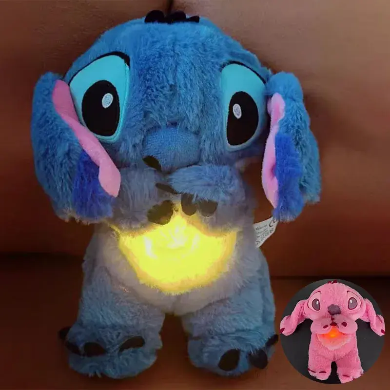 Stitch Plush Doll Breath Child Peluche Lilo&Stitch Soothes Toy Baby Music Light Sleep Toys Kid Gift Not equipped with batteries
