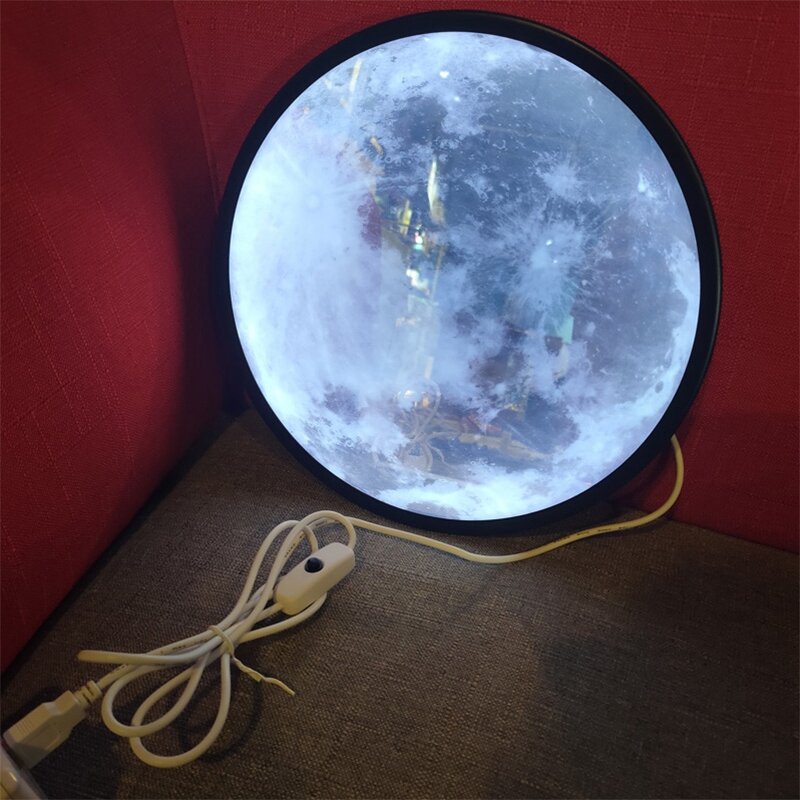 Moon Mirror Lamp Round Moonlight Wall Decor lampada da comodino regalo camera da letto bagno decorazione della stanza di casa piccola luce notturna