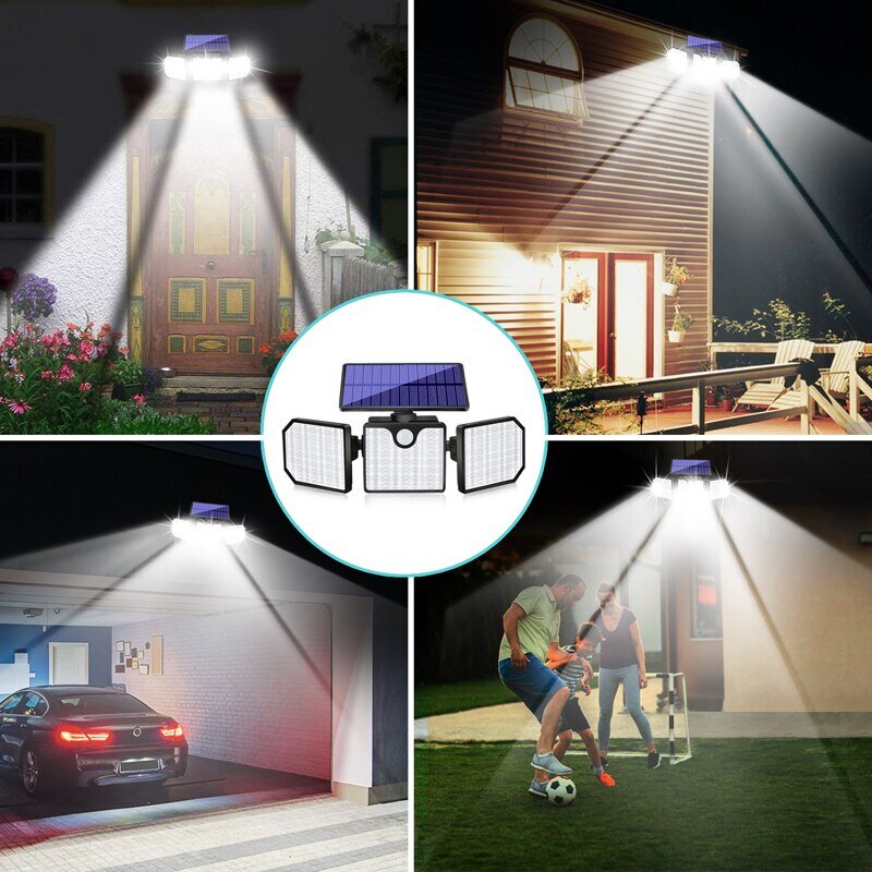 Lámpara Solar de pared para exteriores, farola impermeable con Sensor infrarrojo del cuerpo humano, reflector de 230LED para jardín, 1 unidad