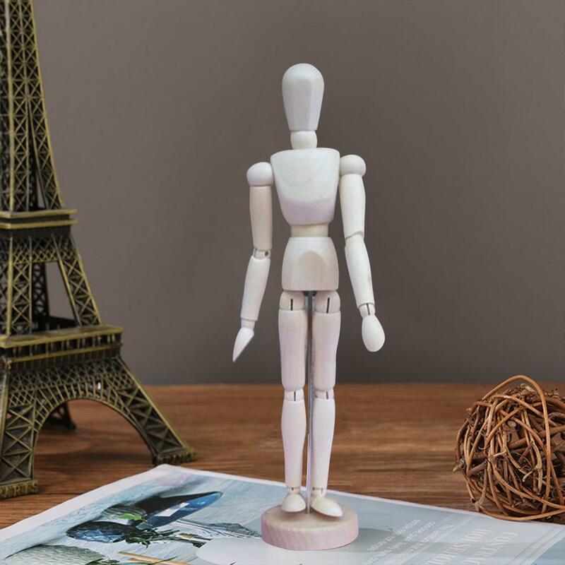 Figura de ação robô de madeira com articulações móveis, decoração desktop, modelo multi-articulado, esboçando, desktop, 32cm