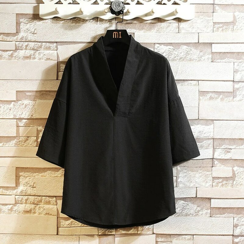 Top da uomo Top Daily Half Sleeved Kimono Regular tinta unita T-Shirt con scollo a V Casual Top per uomo a prezzi accessibili nuovo di zecca