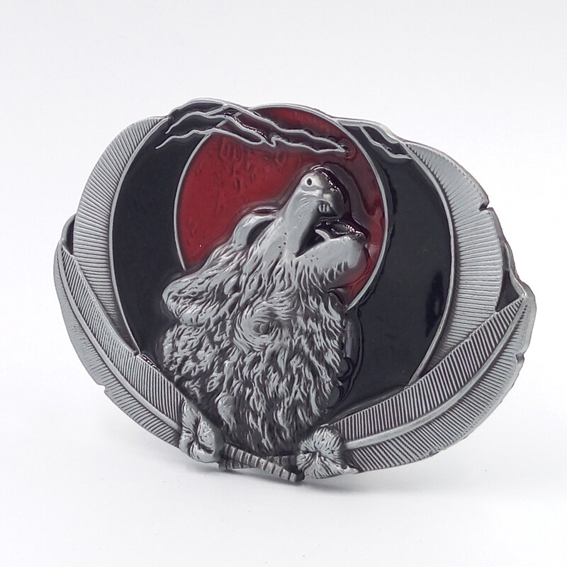Cheapify Dropshipping Western Moon Full Animal Wolf Howl Funny Man Belt Buckle 40mm