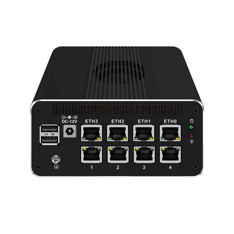 HUNSN Micro Firewall Appliance, PC Mini, Router PC, RJ51k,8x2.5GbE I226-V, tipe-c, Slot SIM, Slot TF, DP, HDMI, 5xUSB2.0, USB3.0