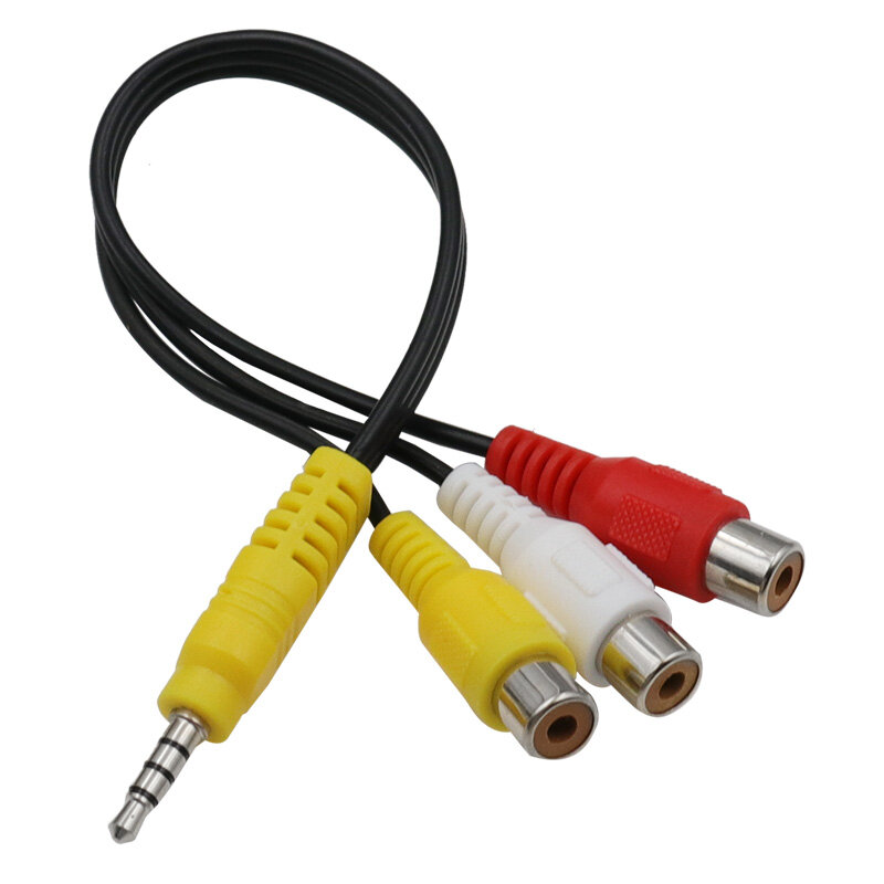3.5mm para jack 3 rca cabo de vídeo componente av adaptador cabo para tcl tv vermelho branco e amarelo fêmea