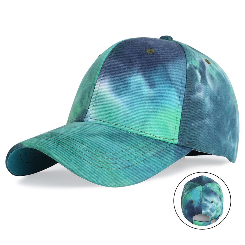 Trendy Tie Dyed Baseball Hat Unisex Adjustable Cotton Dad Hat Sun Protection Sport Hats Snapback Hat