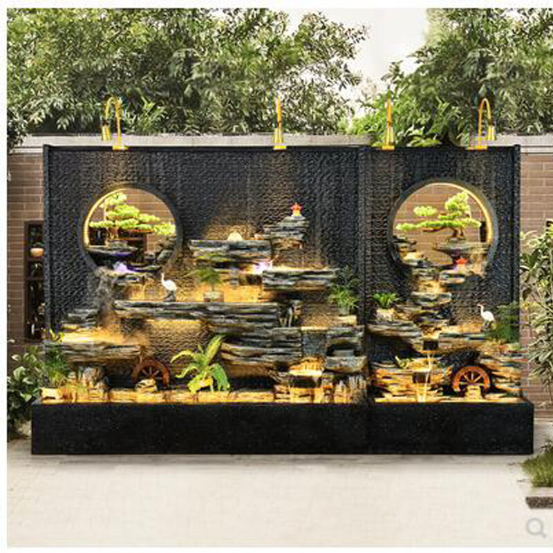 น้ำผ้าม่าน Wall Wall Screen บริษัทโรงแรม Villa Courtyard ระเบียงกลางแจ้ง Rockery Fountain แนวนอน Fish Pond Decorati