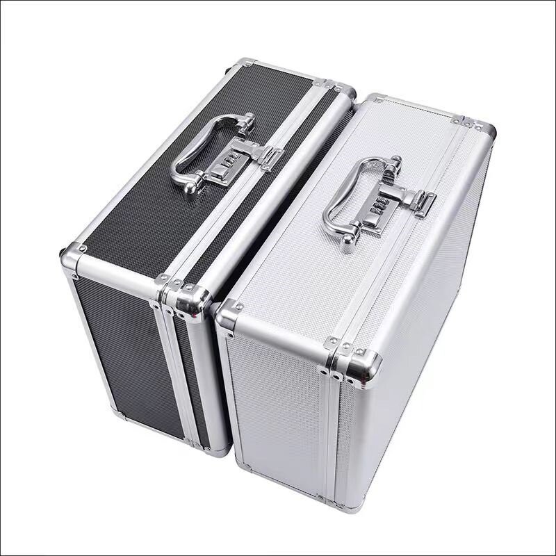 Caja de almacenamiento portátil grande de aleación de aluminio, caja de herramientas, caja de contraseña de archivo, estuche de identificación para el hogar, fabricante