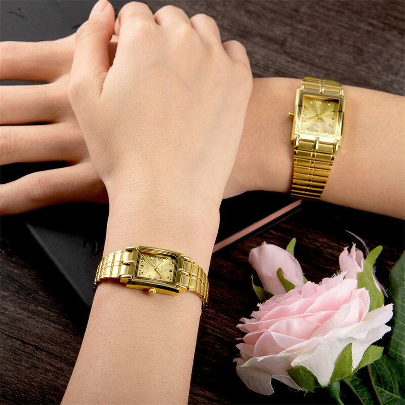 LIEBIG-Relógio de pulso de quartzo dourado para homens e mulheres, pulseira de aço dourado, relógio masculino, L1018, 2023