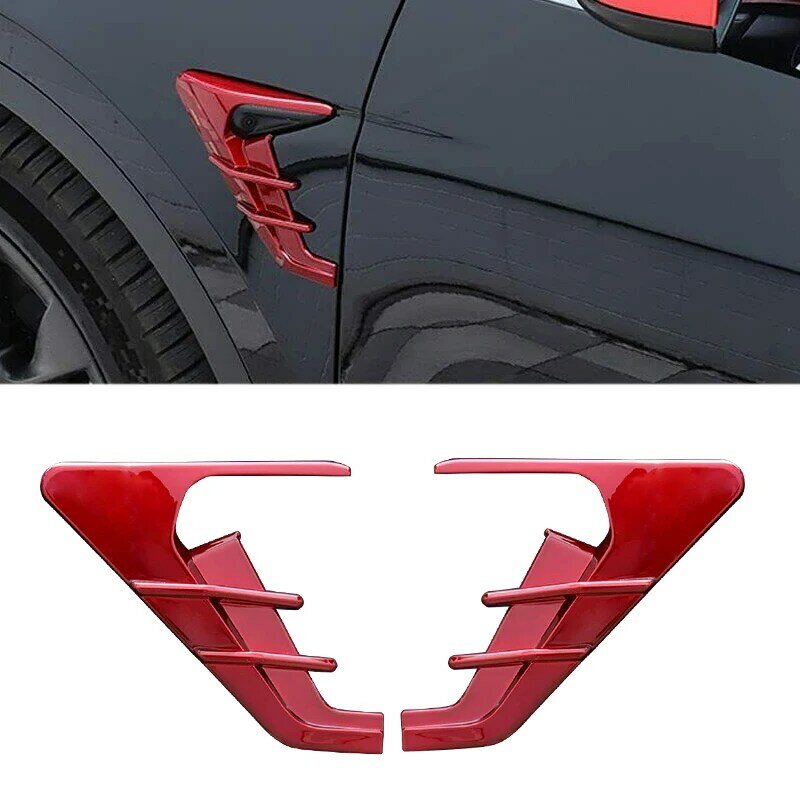 1 Pair Car Exterior Front Left Right Fender Camera Flank Protection Cover Trim Decoration Fit For Tesla Model 3 Y 2021 Red New