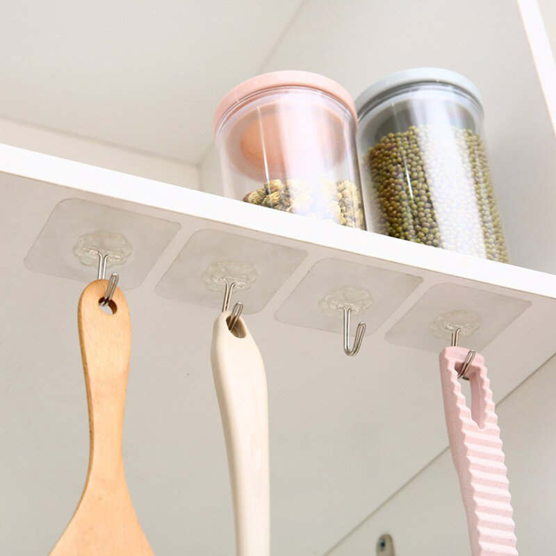 Transparente Strong Sticky Wall Hanging, Nail-Free Hook, Cozinha e Banheiro, Ventosa, Acessórios de Armazenamento, 1PC