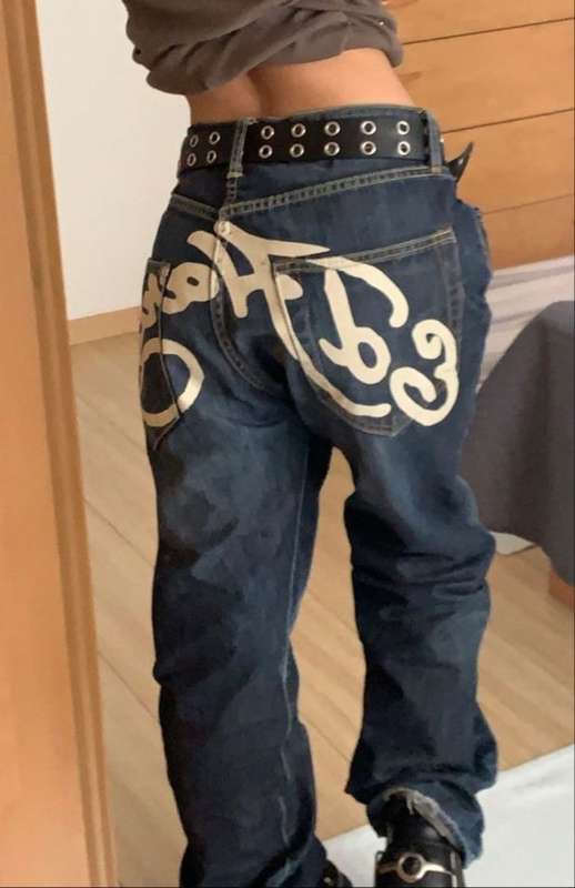 Ins trend gedruckt gerade jeans männlichen persönlichkeit hip-hop-hose weibliche punk high street Amerikanischen jeans gedruckt jogginghose Y2K
