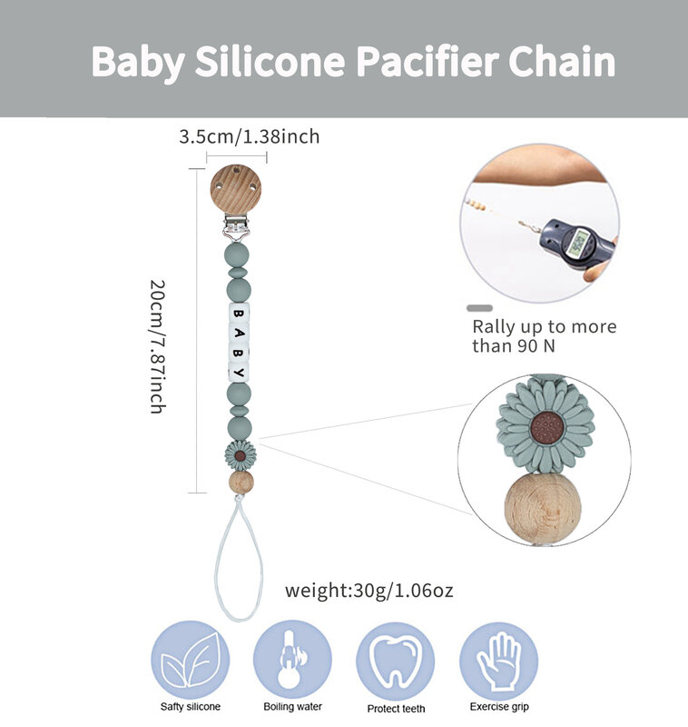 赤ちゃん用のパーソナライズされたシリコン乳首クリップ,偽の乳首を保持するためのクリップ,木製の赤ちゃんのおもちゃ