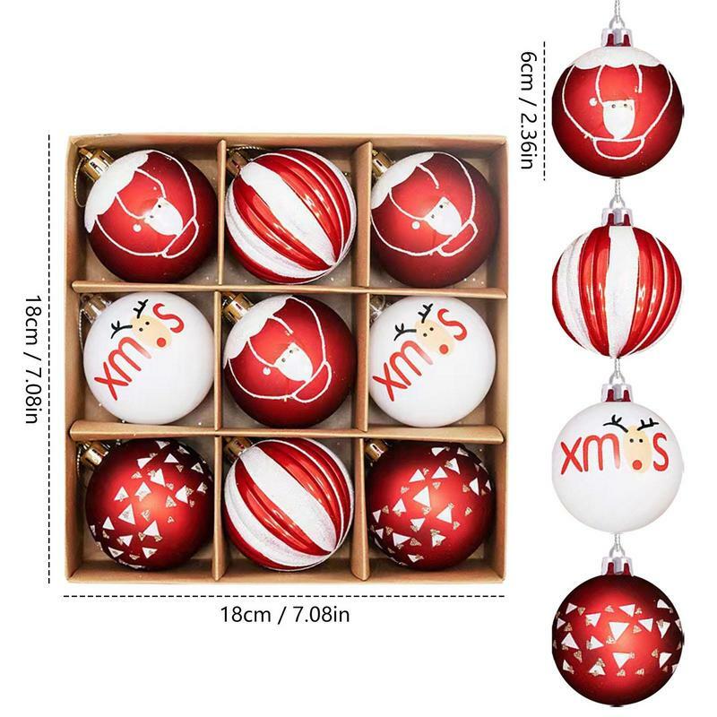 9Pcs creative Hand Painted Ball Tree Ornaments Home Decor Christmas Theme Stocking Gifts for Christmas Tree Festival Party