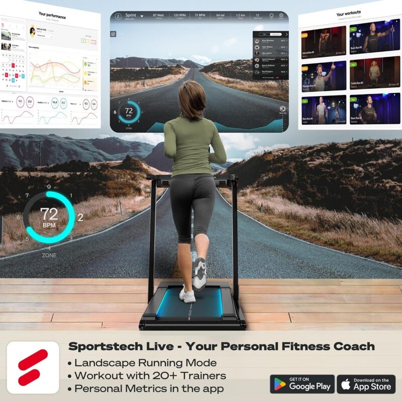 Sportstech 2in 1 esteira dobrável, walking pad sob a mesa para casa e escritório, aplicativo de controle remoto, 300lbs conversíveis fáceis