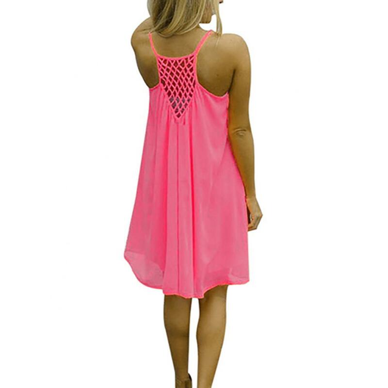 Сексуальное женское летнее повседневное пляжное платье без рукавов на бретельках с открытой спиной для вечернего пляжа женский летний сарафан