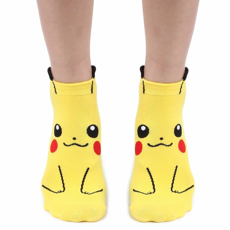 Calcetines cortos de algodón para niños y niñas, calcetín deportivo de dibujos animados de Pokémon, PIKACHU, Kawaii, cálido, suave, 1 par