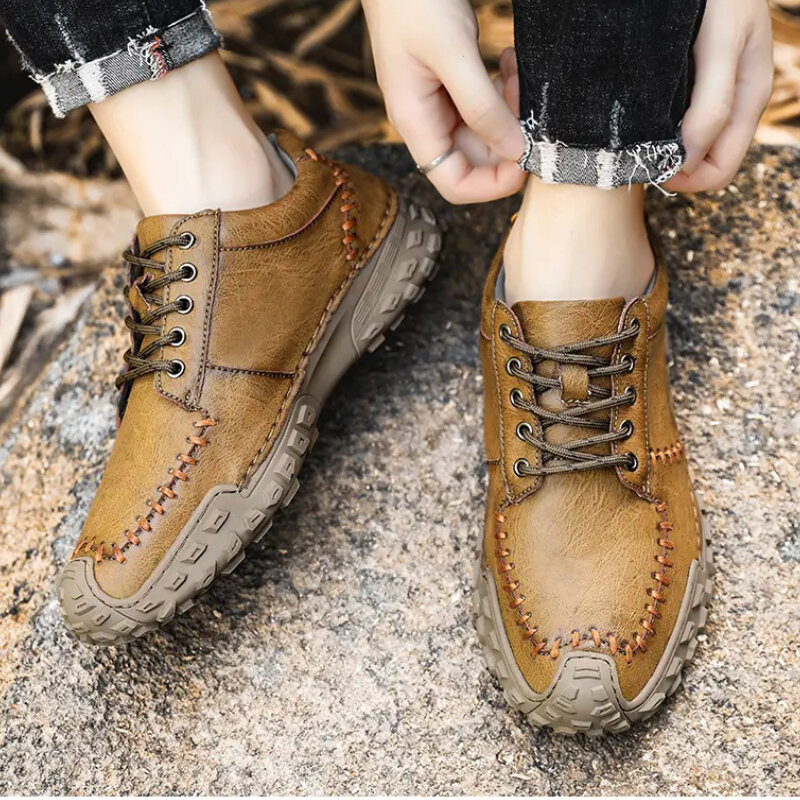 Мужская обувь в стиле ретро, модная удобная обувь ручной работы на мягкой подошве, повседневные Прогулочные кроссовки на толстой подошве