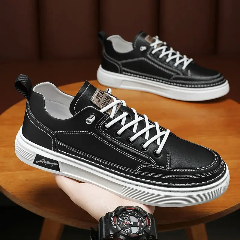 2024New Men's Sneaker Fashion Leather Casual Shoe Light Walking Shoes for Men Comfort Flats Luxury Tenis Shoes Zapatillas Hombre