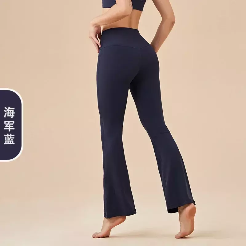 L Nude celana Yoga wanita, celana Yoga olahraga tanpa sakit pinggul pinggang tinggi bersaku